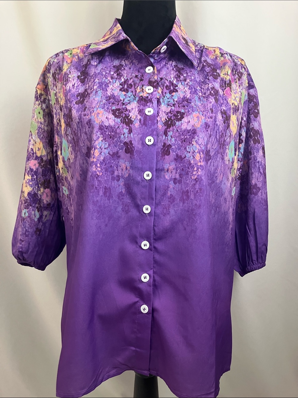 MISSLOOK Purple Multi-Color Floral Blouse Women’s Size Small